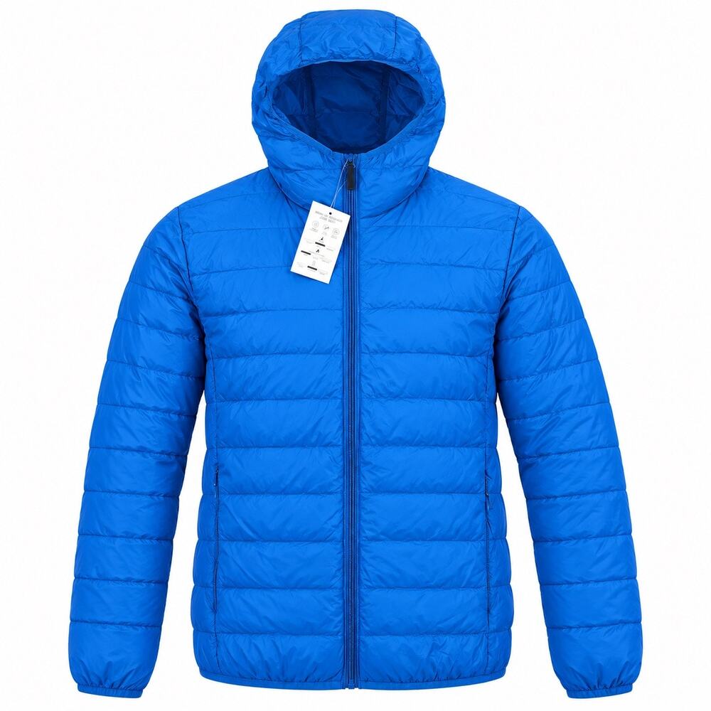 Merence Women’s XL Blue Down Puffer Jacket Packable Hooded Ultralight NWT